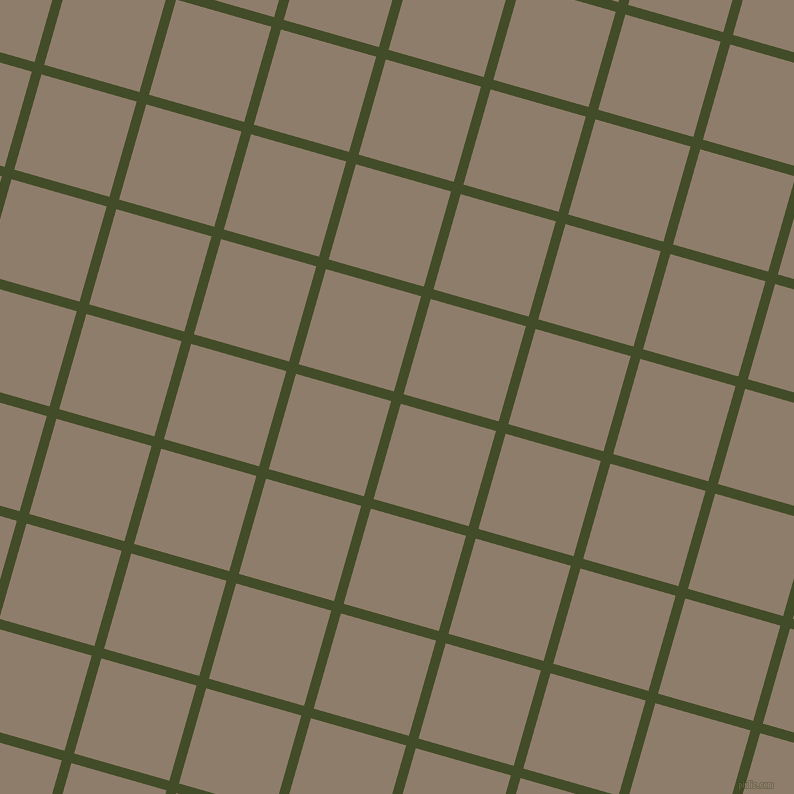 74/164 degree angle diagonal checkered chequered lines, 10 pixel lines width, 99 pixel square size, Bronzetone and Squirrel plaid checkered seamless tileable
