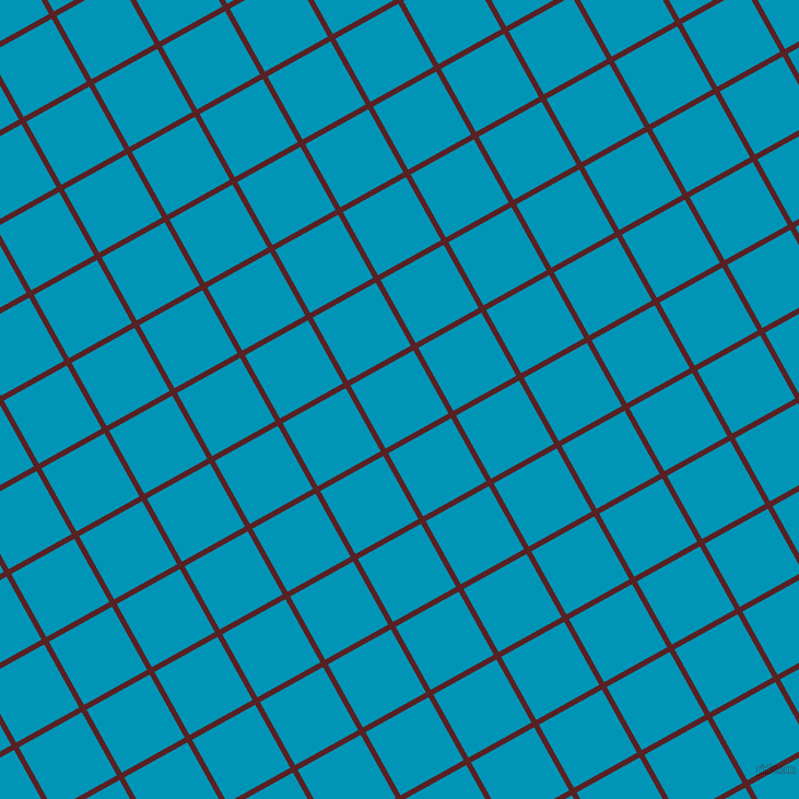 29/119 degree angle diagonal checkered chequered lines, 5 pixel line width, 66 pixel square size, Burnt Crimson and Bondi Blue plaid checkered seamless tileable