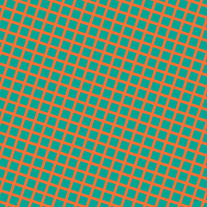72/162 degree angle diagonal checkered chequered lines, 9 pixel lines width, 27 pixel square size, Burnt Orange and Persian Green plaid checkered seamless tileable