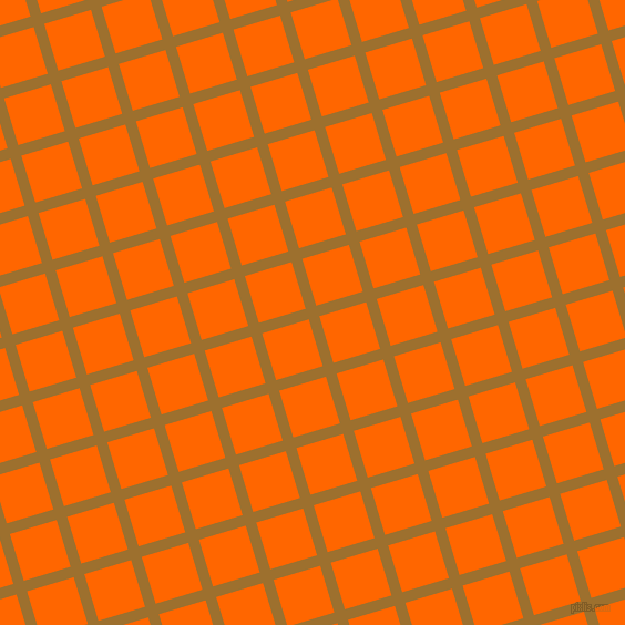 17/107 degree angle diagonal checkered chequered lines, 10 pixel lines width, 44 pixel square size, Buttered Rum and Safety Orange plaid checkered seamless tileable