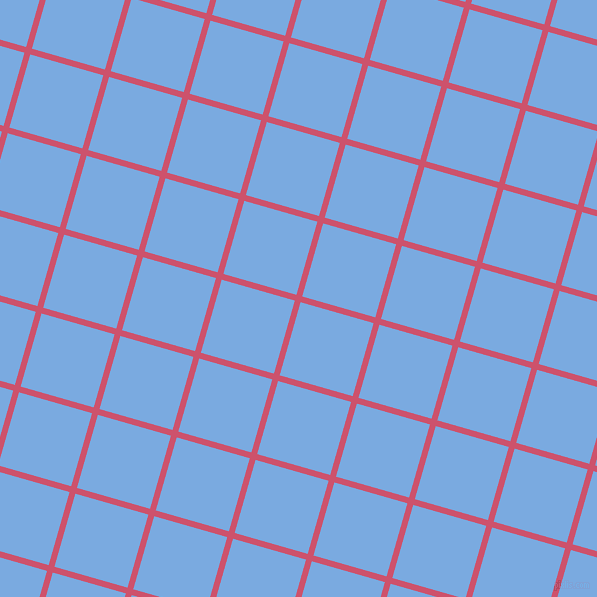 74/164 degree angle diagonal checkered chequered lines, 6 pixel line width, 76 pixel square size, Cabaret and Jordy Blue plaid checkered seamless tileable