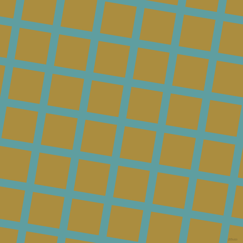 81/171 degree angle diagonal checkered chequered lines, 31 pixel lines width, 125 pixel square size, Cadet Blue and Luxor Gold plaid checkered seamless tileable