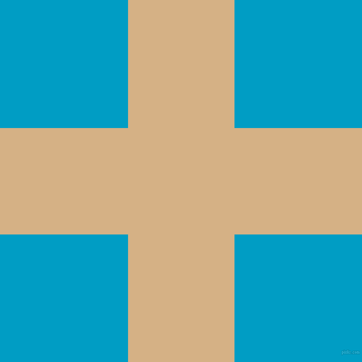 checkered chequered horizontal vertical lines, 207 pixel line width, 497 pixel square size, Calico and Pacific Blue plaid checkered seamless tileable