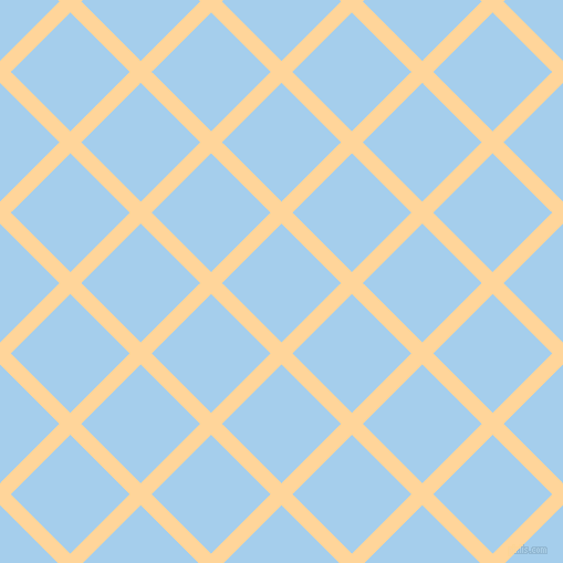 45/135 degree angle diagonal checkered chequered lines, 14 pixel lines width, 76 pixel square size, Caramel and Sail plaid checkered seamless tileable