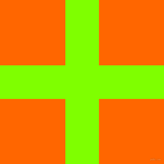 checkered chequered horizontal vertical lines, 112 pixel lines width, 435 pixel square size, Chartreuse and Safety Orange plaid checkered seamless tileable