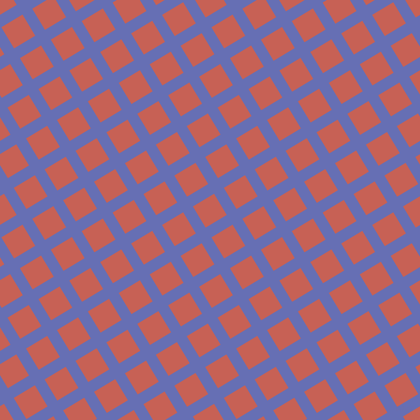 31/121 degree angle diagonal checkered chequered lines, 23 pixel line width, 50 pixel square size, Chetwode Blue and Sunglo plaid checkered seamless tileable