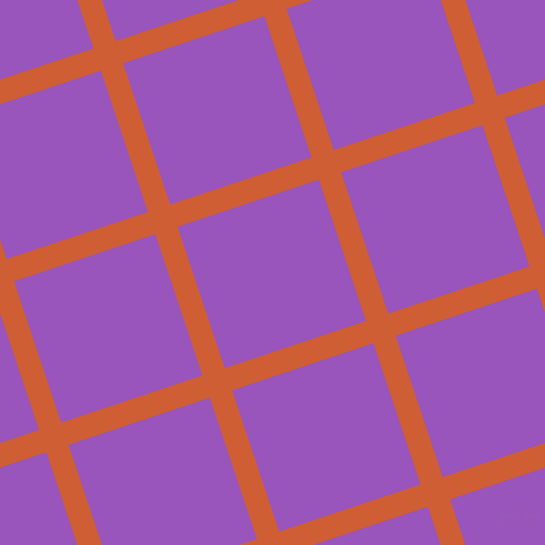 18/108 degree angle diagonal checkered chequered lines, 21 pixel line width, 134 pixel square size, Chilean Fire and Deep Lilac plaid checkered seamless tileable