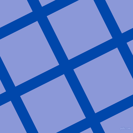 27/117 degree angle diagonal checkered chequered lines, 36 pixel lines width, 169 pixel square size, Cobalt and Portage plaid checkered seamless tileable