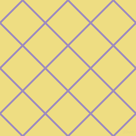 45/135 degree angle diagonal checkered chequered lines, 6 pixel lines width, 97 pixel square size, Cold Purple and Light Goldenrod plaid checkered seamless tileable