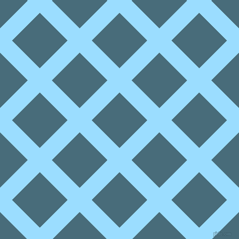 45/135 degree angle diagonal checkered chequered lines, 34 pixel line width, 78 pixel square size, Columbia Blue and Bismark plaid checkered seamless tileable