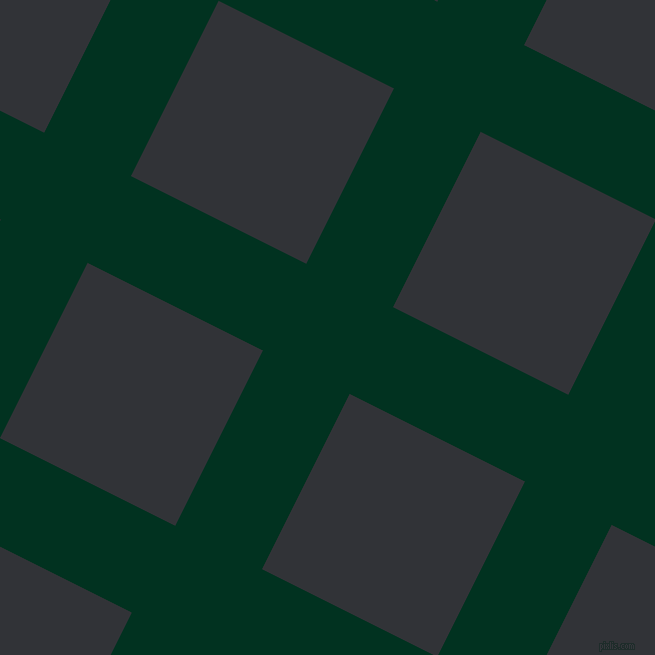 63/153 degree angle diagonal checkered chequered lines, 97 pixel line width, 196 pixel square size, Dark Green and Ebony plaid checkered seamless tileable