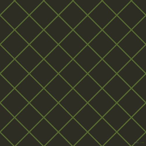45/135 degree angle diagonal checkered chequered lines, 4 pixel line width, 67 pixel square size, Dark Olive Green and Karaka plaid checkered seamless tileable