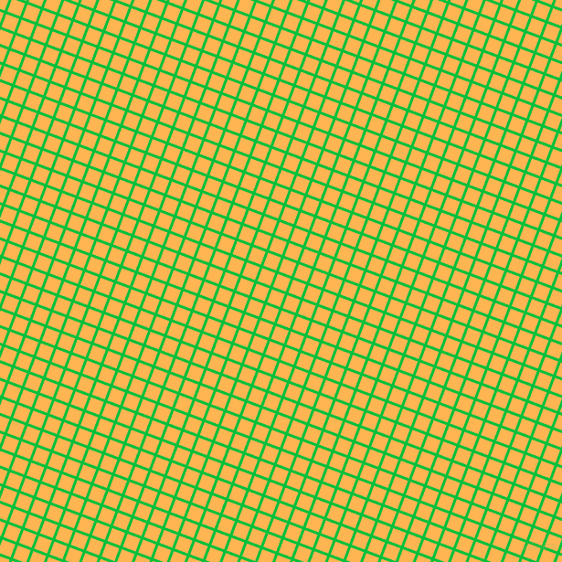 69/159 degree angle diagonal checkered chequered lines, 3 pixel line width, 15 pixel square size, Dark Pastel Green and Koromiko plaid checkered seamless tileable