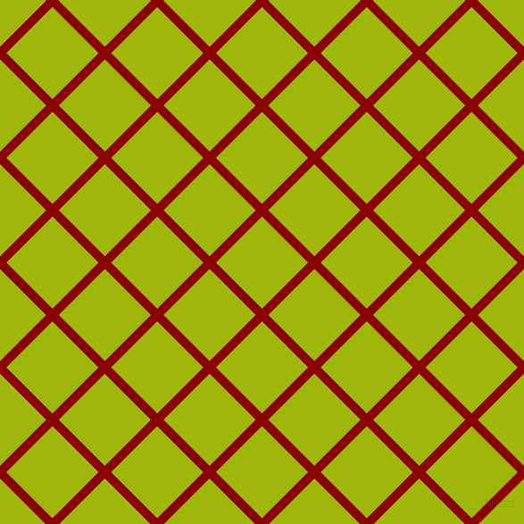 45/135 degree angle diagonal checkered chequered lines, 10 pixel lines width, 73 pixel square size, Dark Red and Citrus plaid checkered seamless tileable