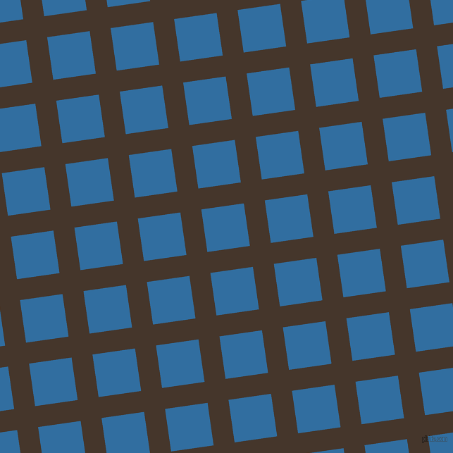 8/98 degree angle diagonal checkered chequered lines, 30 pixel line width, 61 pixel square size, Dark Rum and Lochmara plaid checkered seamless tileable