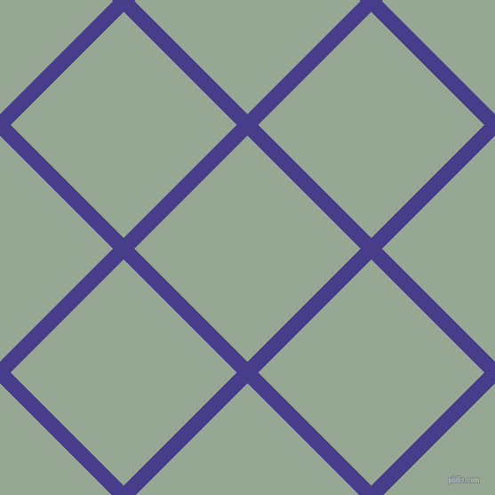 45/135 degree angle diagonal checkered chequered lines, 17 pixel lines width, 180 pixel square size, Dark Slate Blue and Mantle plaid checkered seamless tileable