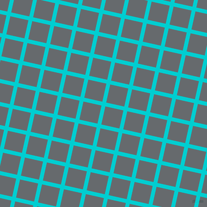 77/167 degree angle diagonal checkered chequered lines, 13 pixel lines width, 61 pixel square size, Dark Turquoise and Mid Grey plaid checkered seamless tileable