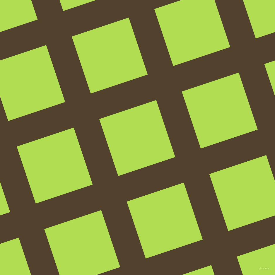 18/108 degree angle diagonal checkered chequered lines, 92 pixel lines width, 205 pixel square size, Deep Bronze and Conifer plaid checkered seamless tileable