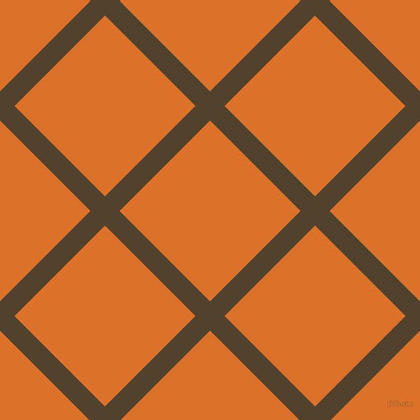 45/135 degree angle diagonal checkered chequered lines, 29 pixel line width, 180 pixel square size, Deep Bronze and Tahiti Gold plaid checkered seamless tileable