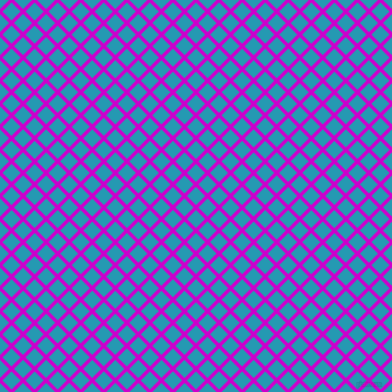 45/135 degree angle diagonal checkered chequered lines, 5 pixel lines width, 18 pixel square size, Deep Magenta and Pelorous plaid checkered seamless tileable