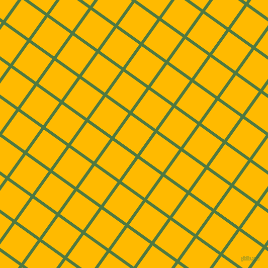54/144 degree angle diagonal checkered chequered lines, 6 pixel line width, 56 pixel square size, Fern Green and Selective Yellow plaid checkered seamless tileable