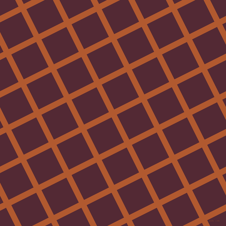 27/117 degree angle diagonal checkered chequered lines, 19 pixel lines width, 90 pixel square size, Fiery Orange and Black Rose plaid checkered seamless tileable