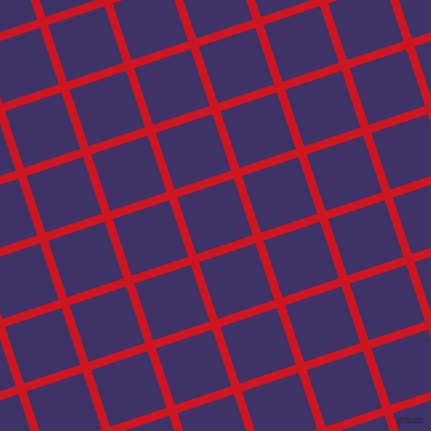 18/108 degree angle diagonal checkered chequered lines, 12 pixel lines width, 84 pixel square size, Fire Engine Red and Minsk plaid checkered seamless tileable