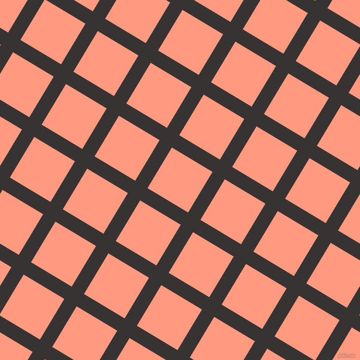 59/149 degree angle diagonal checkered chequered lines, 29 pixel lines width, 96 pixel square size, Gondola and Vivid Tangerine plaid checkered seamless tileable