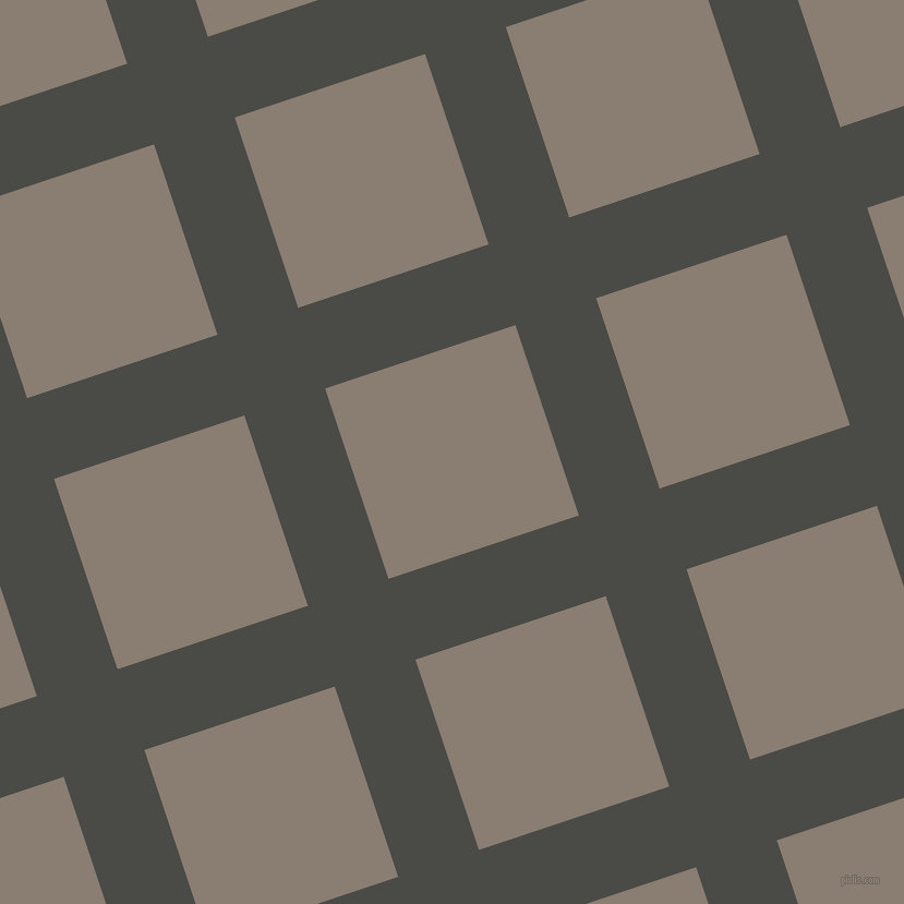 18/108 degree angle diagonal checkered chequered lines, 78 pixel line width, 184 pixel square size, Gravel and Americano plaid checkered seamless tileable