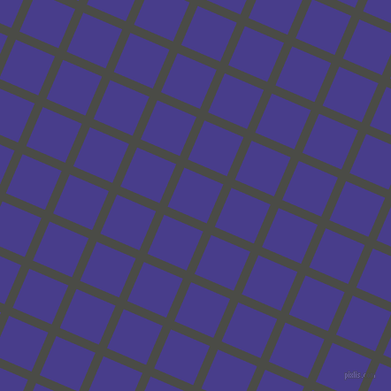 67/157 degree angle diagonal checkered chequered lines, 10 pixel lines width, 48 pixel square size, Gravel and Dark Slate Blue plaid checkered seamless tileable