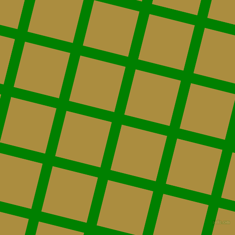 76/166 degree angle diagonal checkered chequered lines, 21 pixel line width, 95 pixel square size, Green and Luxor Gold plaid checkered seamless tileable