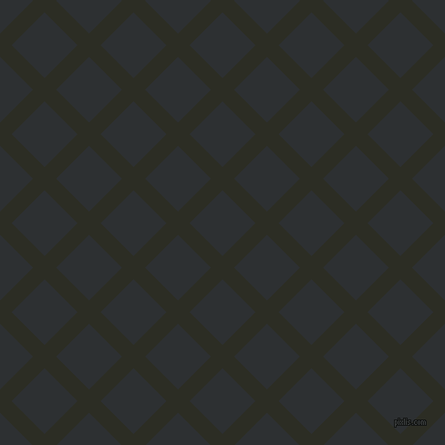 45/135 degree angle diagonal checkered chequered lines, 18 pixel line width, 51 pixel square size, Green Waterloo and Cod Grey plaid checkered seamless tileable