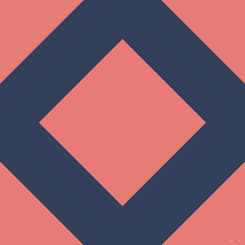 45/135 degree angle diagonal checkered chequered lines, 179 pixel line width, 385 pixel square size, Gulf Blue and Geraldine plaid checkered seamless tileable