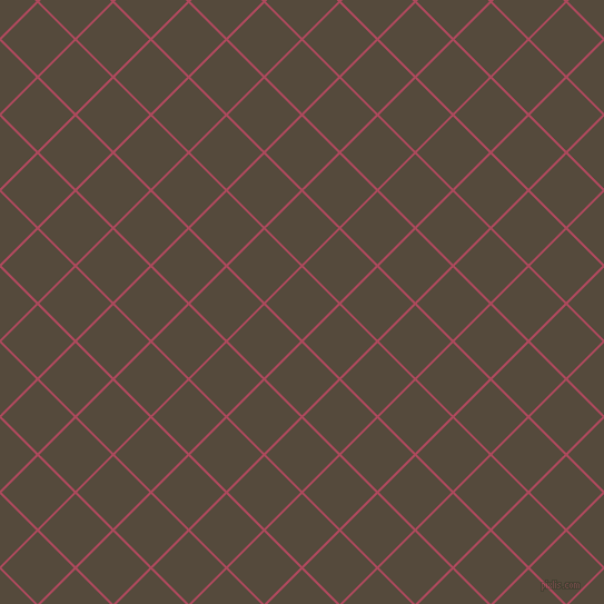 45/135 degree angle diagonal checkered chequered lines, 2 pixel line width, 46 pixel square size, Hippie Pink and Metallic Bronze plaid checkered seamless tileable