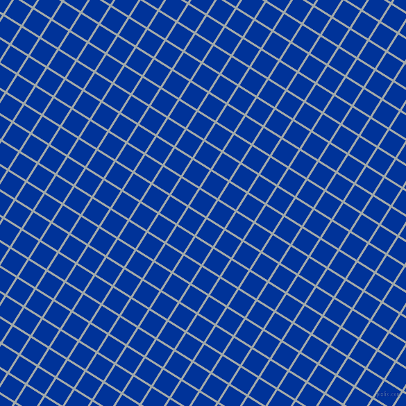 58/148 degree angle diagonal checkered chequered lines, 3 pixel line width, 28 pixel square size, Hit Grey and Smalt plaid checkered seamless tileable