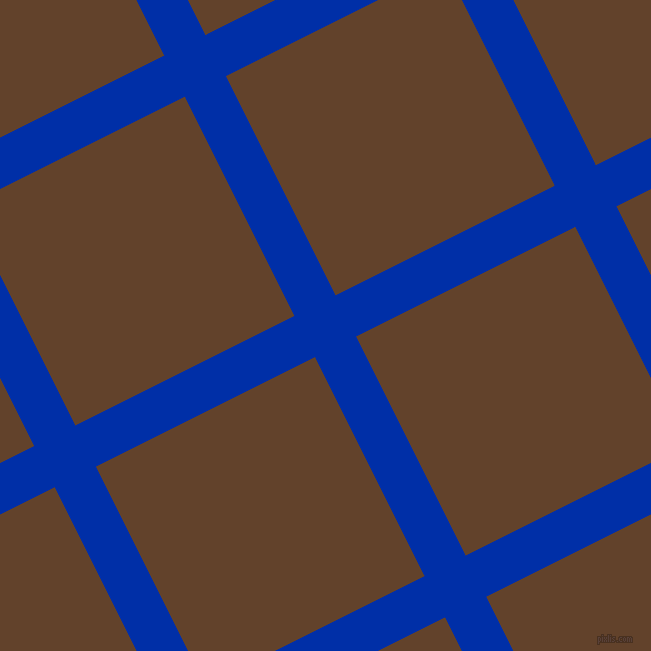 27/117 degree angle diagonal checkered chequered lines, 46 pixel line width, 245 pixel square size, International Klein Blue and Irish Coffee plaid checkered seamless tileable