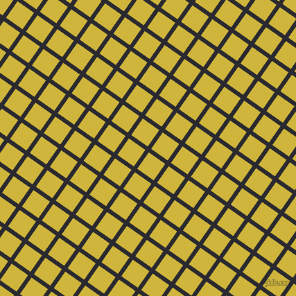 55/145 degree angle diagonal checkered chequered lines, 6 pixel line width, 29 pixel square size, Jaguar and Old Gold plaid checkered seamless tileable