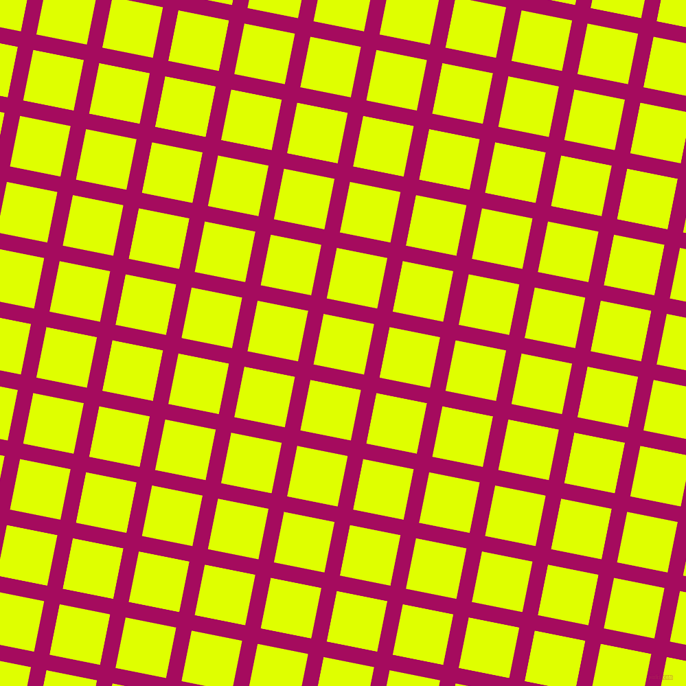 79/169 degree angle diagonal checkered chequered lines, 23 pixel lines width, 75 pixel square size, Jazzberry Jam and Chartreuse Yellow plaid checkered seamless tileable