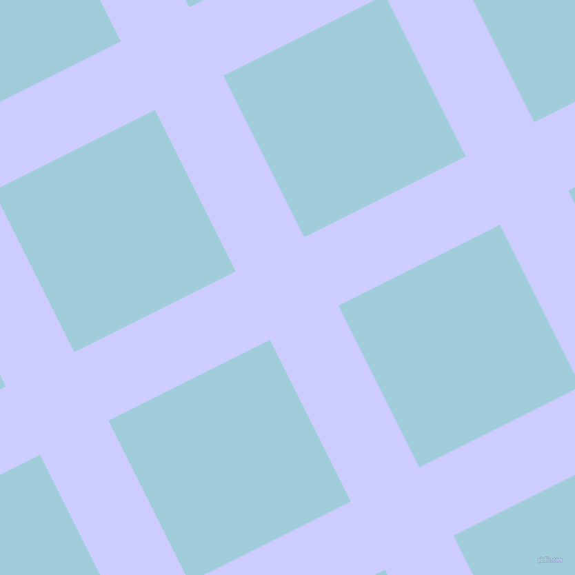 27/117 degree angle diagonal checkered chequered lines, 111 pixel line width, 262 pixel square size, Lavender Blue and Regent St Blue plaid checkered seamless tileable