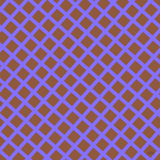 48/138 degree angle diagonal checkered chequered lines, 12 pixel line width, 32 pixel square size, Light Slate Blue and Rope plaid checkered seamless tileable