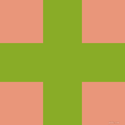 checkered chequered horizontal vertical lines, 128 pixel line width, 284 pixel square size, Limerick and Dark Salmon plaid checkered seamless tileable