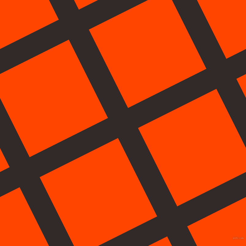 27/117 degree angle diagonal checkered chequered lines, 73 pixel line width, 286 pixel square size, Livid Brown and Orange Red plaid checkered seamless tileable