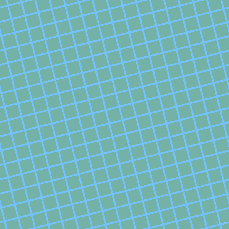 14/104 degree angle diagonal checkered chequered lines, 6 pixel line width, 41 pixel square size, Maya Blue and Gulf Stream plaid checkered seamless tileable