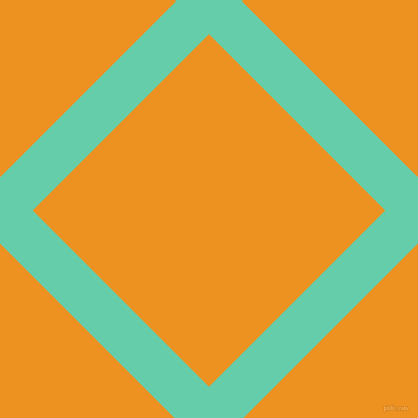 45/135 degree angle diagonal checkered chequered lines, 67 pixel lines width, 359 pixel square size, Medium Aquamarine and Carrot Orange plaid checkered seamless tileable