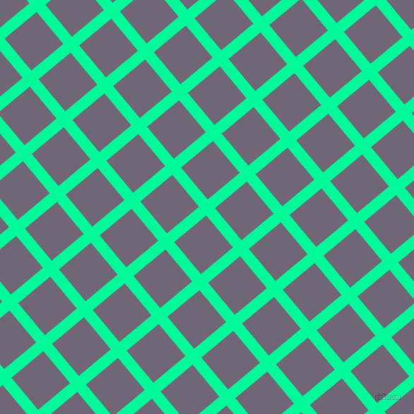 40/130 degree angle diagonal checkered chequered lines, 16 pixel lines width, 59 pixel square size, Medium Spring Green and Rum plaid checkered seamless tileable