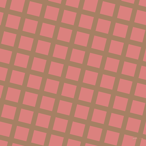 76/166 degree angle diagonal checkered chequered lines, 16 pixel line width, 42 pixel square size, Medium Wood and Sea Pink plaid checkered seamless tileable