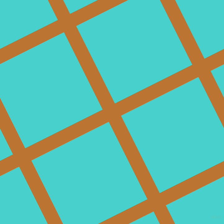 27/117 degree angle diagonal checkered chequered lines, 44 pixel line width, 279 pixel square size, Meteor and Medium Turquoise plaid checkered seamless tileable