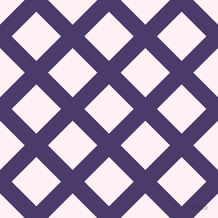 45/135 degree angle diagonal checkered chequered lines, 33 pixel lines width, 70 pixel square size, Meteorite and Lavender Blush plaid checkered seamless tileable