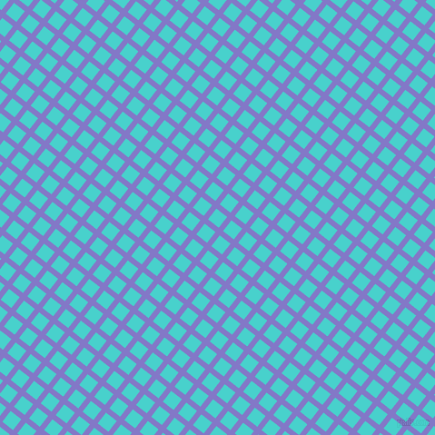 52/142 degree angle diagonal checkered chequered lines, 6 pixel line width, 15 pixel square size, Moody Blue and Medium Turquoise plaid checkered seamless tileable