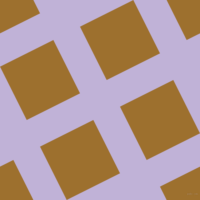 27/117 degree angle diagonal checkered chequered lines, 97 pixel line width, 194 pixel square size, Moon Raker and Buttered Rum plaid checkered seamless tileable